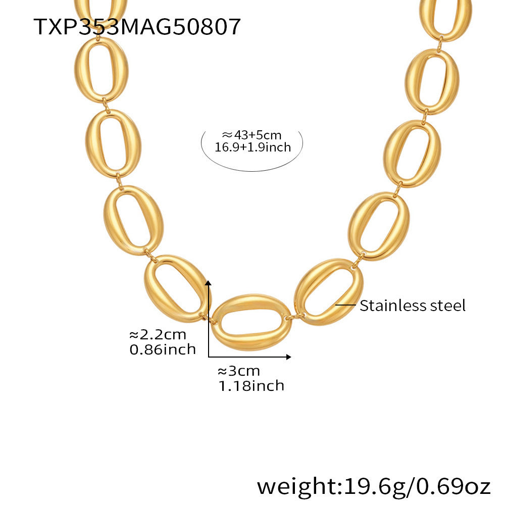 High Polished Oval Egg Shape Bracelet Necklace Stainless Steel