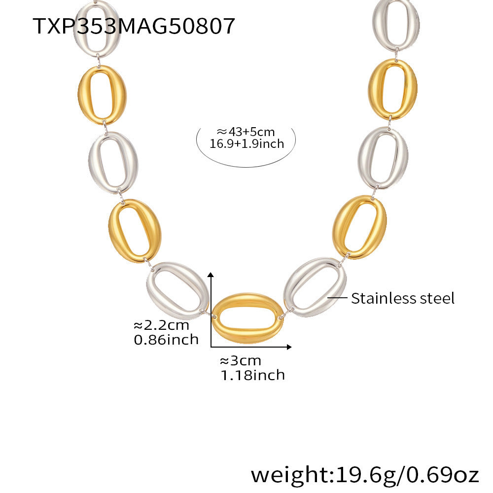 High Polished Oval Egg Shape Bracelet Necklace Stainless Steel