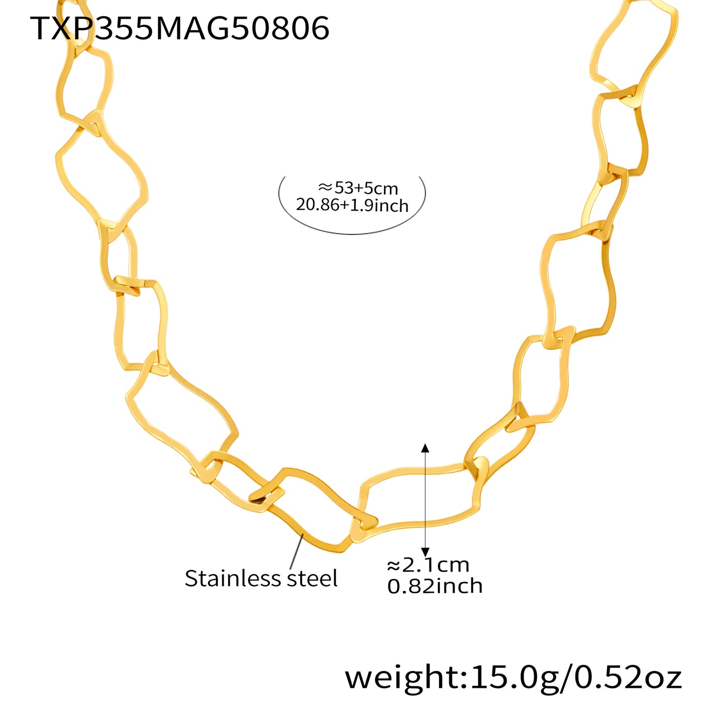 Irregular Quadrilateral Size Combination Necklace Gold Color