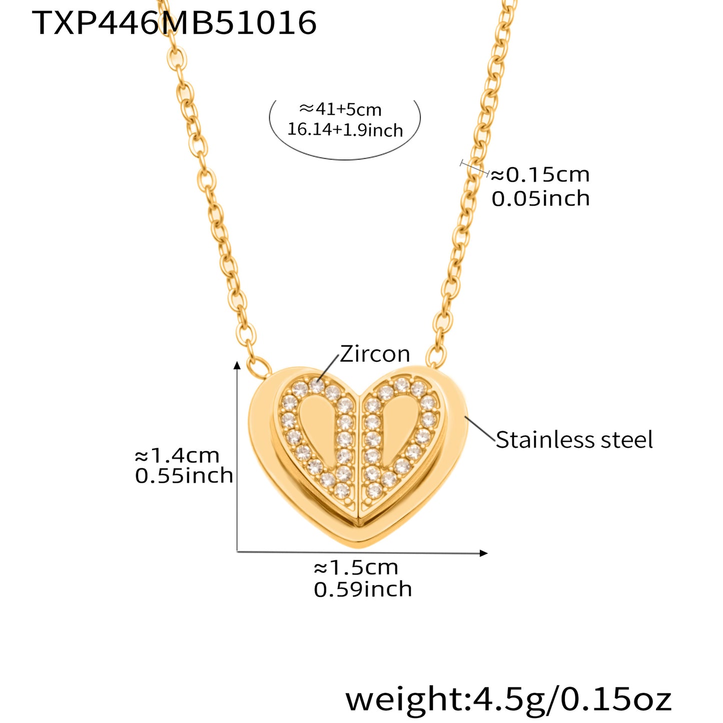 Super Shiny 5A Zircon Three-dimensional Double-layer Heart Pendant Necklace