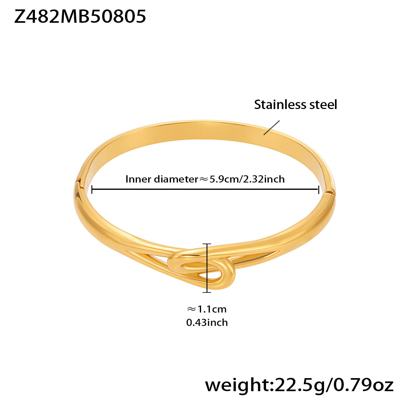 Stainless Steel Gold-plated Buckle Bangle