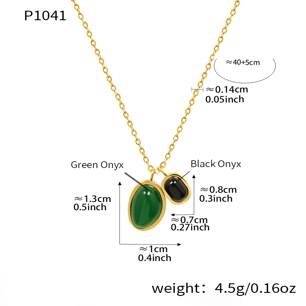 Size and length specification of the irregular stone double pendant necklace – 40+5cm gold stainless steel chain