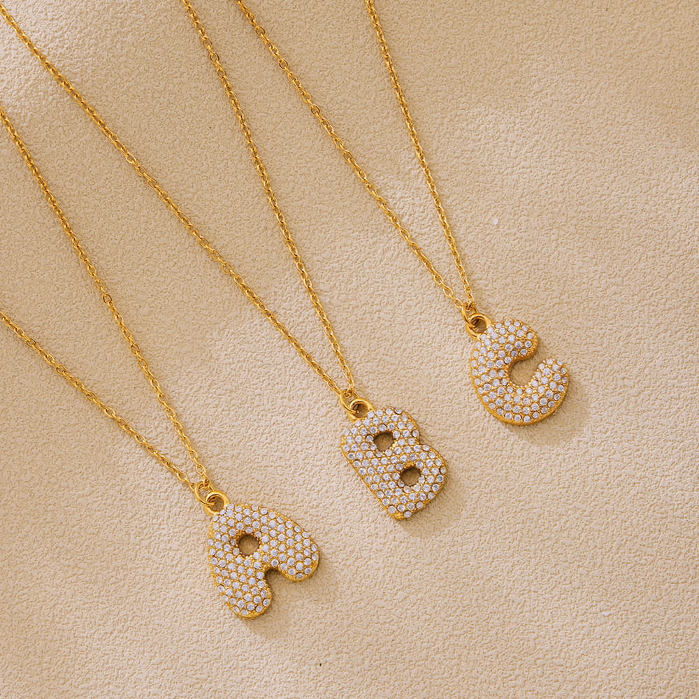 A-Z Alphabet Zircon Pendant Necklace – 18K Gold Hip-Hop Jewelry for Men & Women