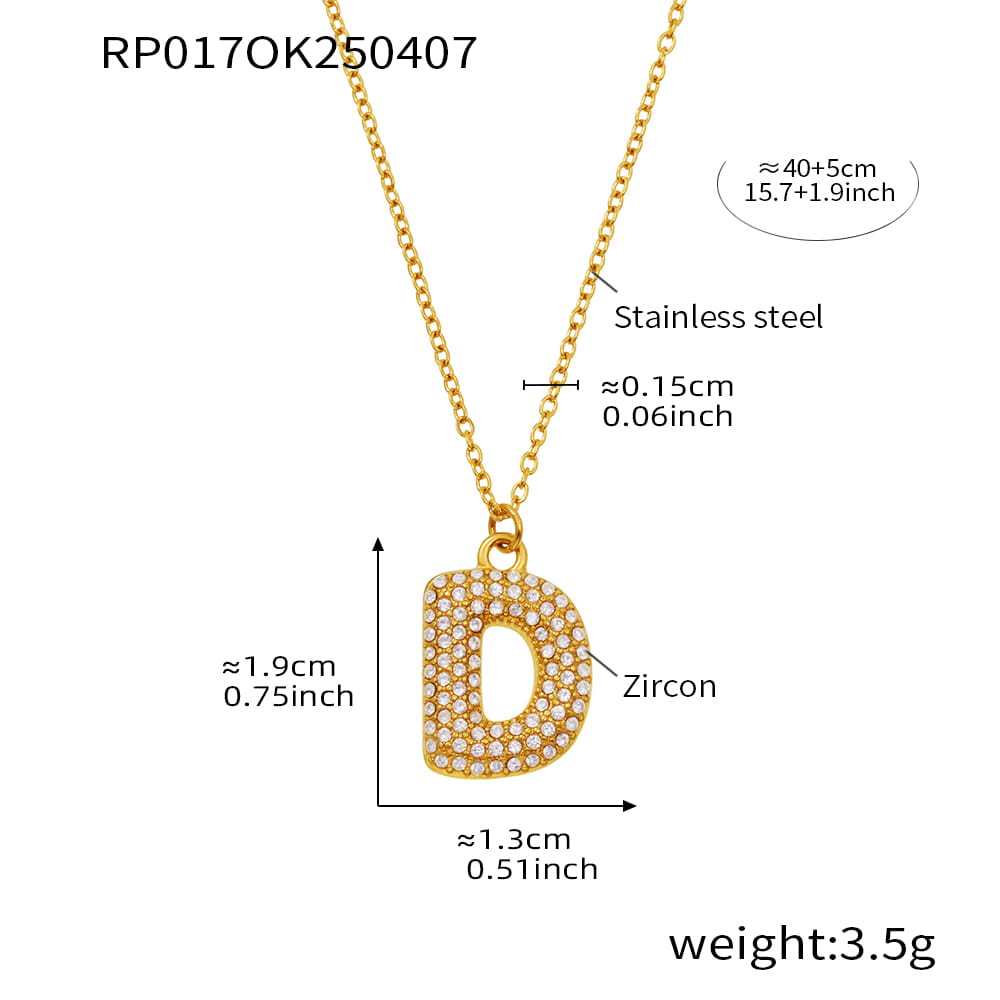 A-Z Alphabet Zircon Pendant Necklace – 18K Gold Hip-Hop Jewelry for Men & Women
