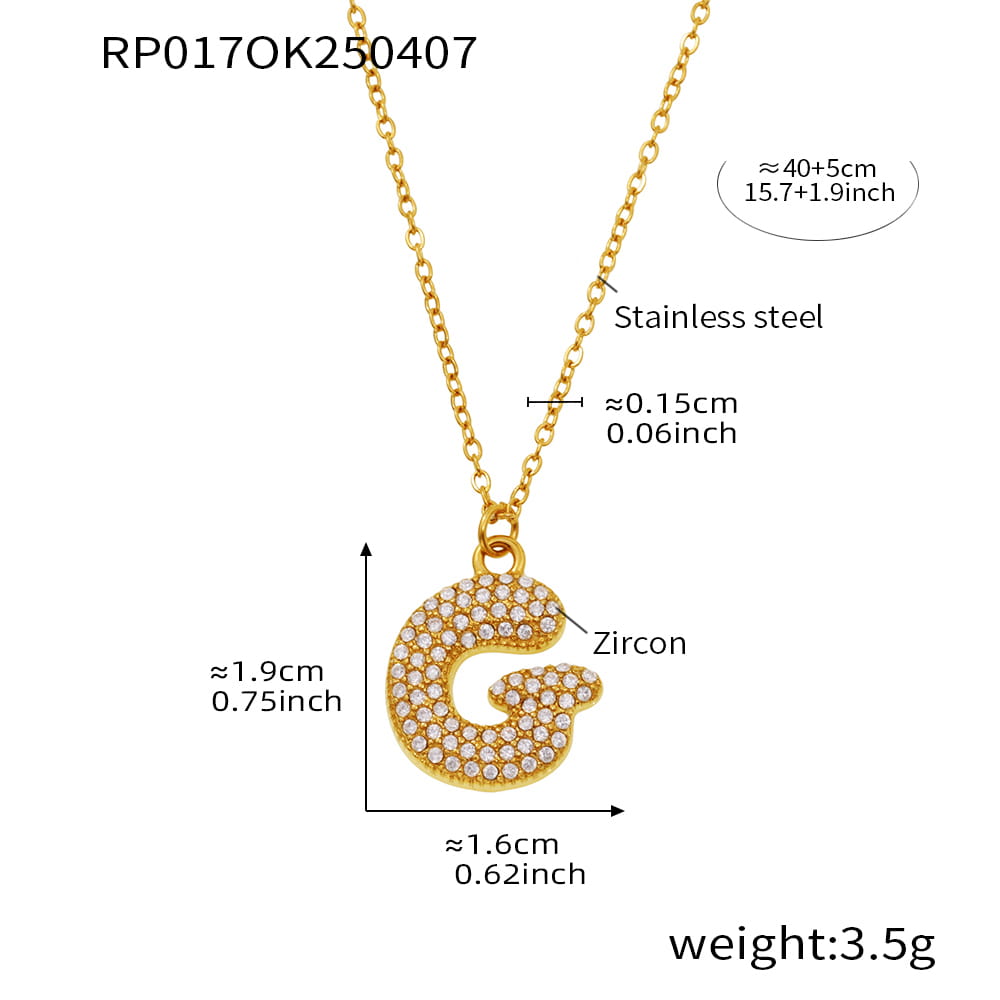 A-Z Alphabet Zircon Pendant Necklace – 18K Gold Hip-Hop Jewelry for Men & Women
