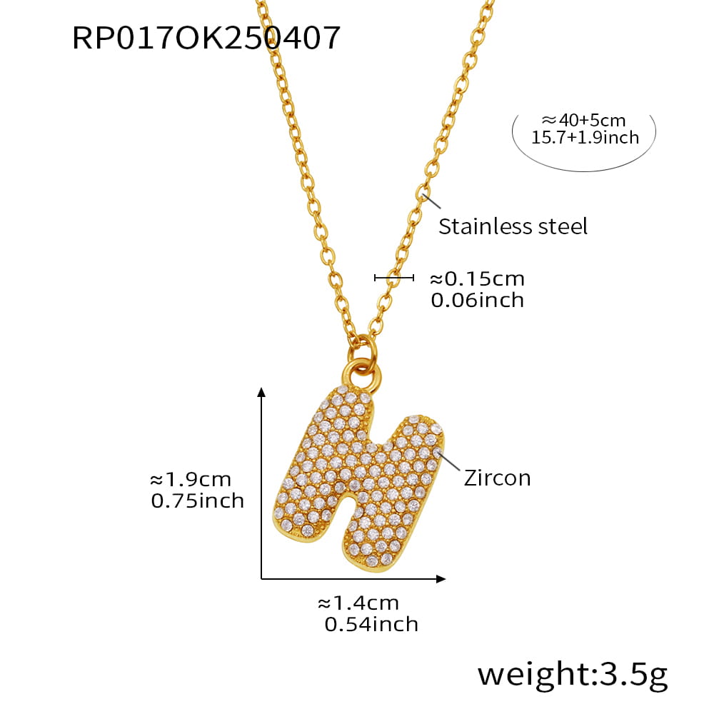 A-Z Alphabet Zircon Pendant Necklace – 18K Gold Hip-Hop Jewelry for Men & Women