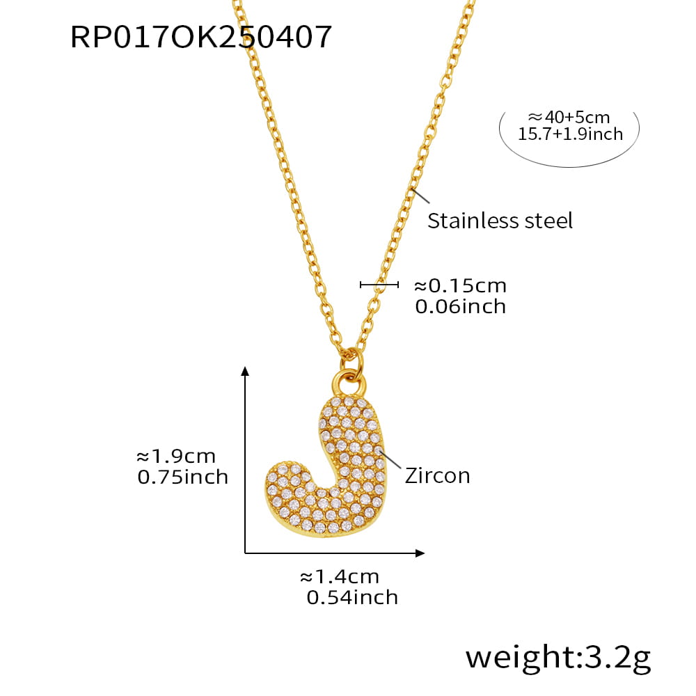A-Z Alphabet Zircon Pendant Necklace – 18K Gold Hip-Hop Jewelry for Men & Women