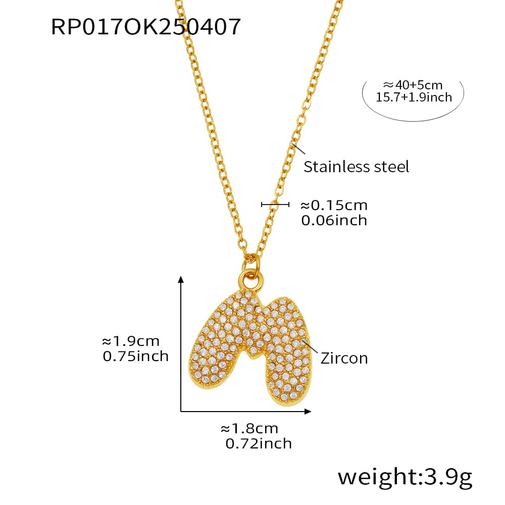 A-Z Alphabet Zircon Pendant Necklace – 18K Gold Hip-Hop Jewelry for Men & Women