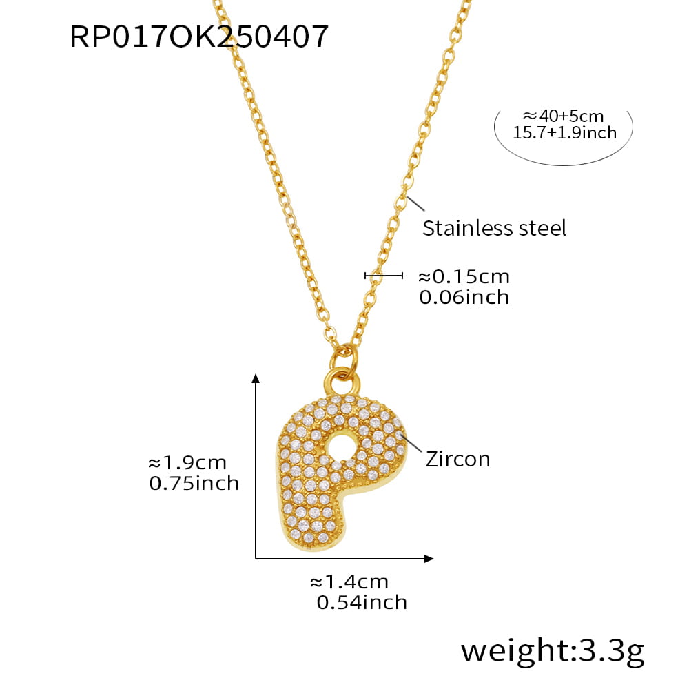 A-Z Alphabet Zircon Pendant Necklace – 18K Gold Hip-Hop Jewelry for Men & Women