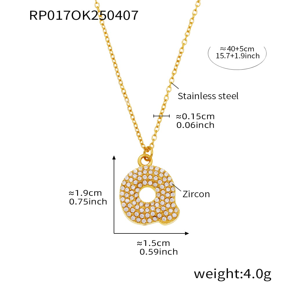 A-Z Alphabet Zircon Pendant Necklace – 18K Gold Hip-Hop Jewelry for Men & Women