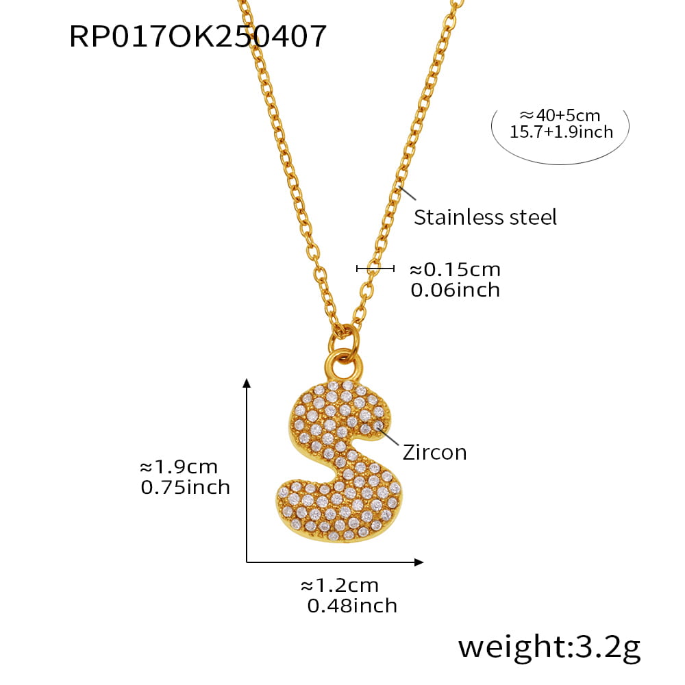 A-Z Alphabet Zircon Pendant Necklace – 18K Gold Hip-Hop Jewelry for Men & Women