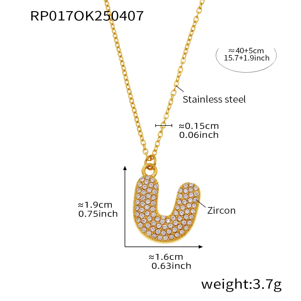A-Z Alphabet Zircon Pendant Necklace – 18K Gold Hip-Hop Jewelry for Men & Women