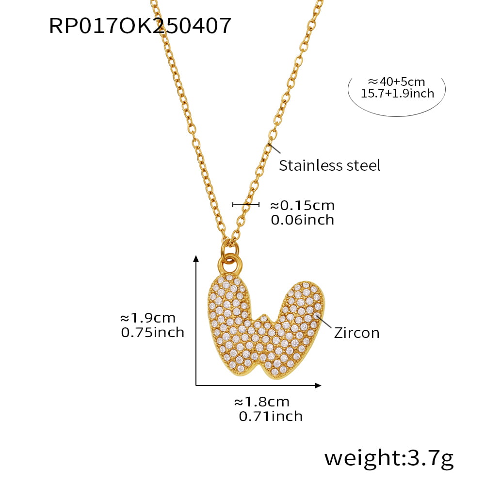 A-Z Alphabet Zircon Pendant Necklace – 18K Gold Hip-Hop Jewelry for Men & Women