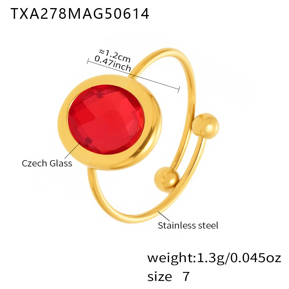 Red sea glass bracelet with Czech bead and stainless steel sizing details