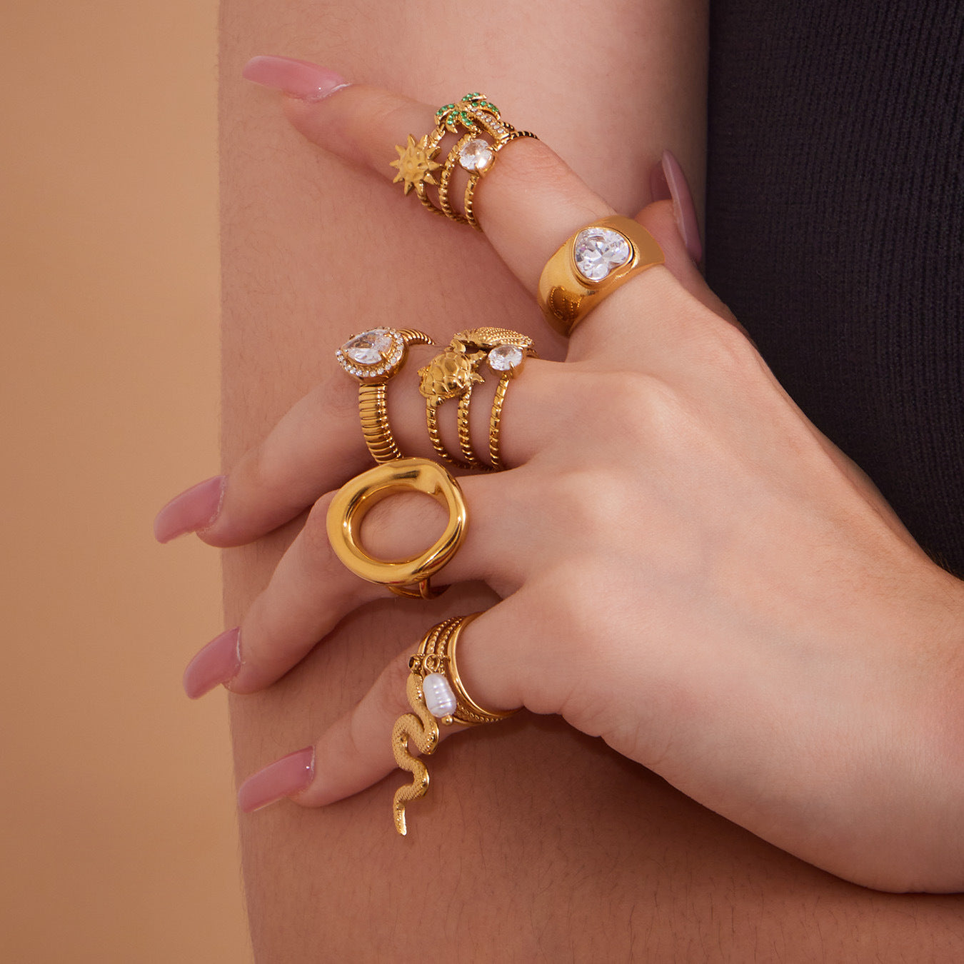 High quality 5A Zircon Stainless Steel Rings