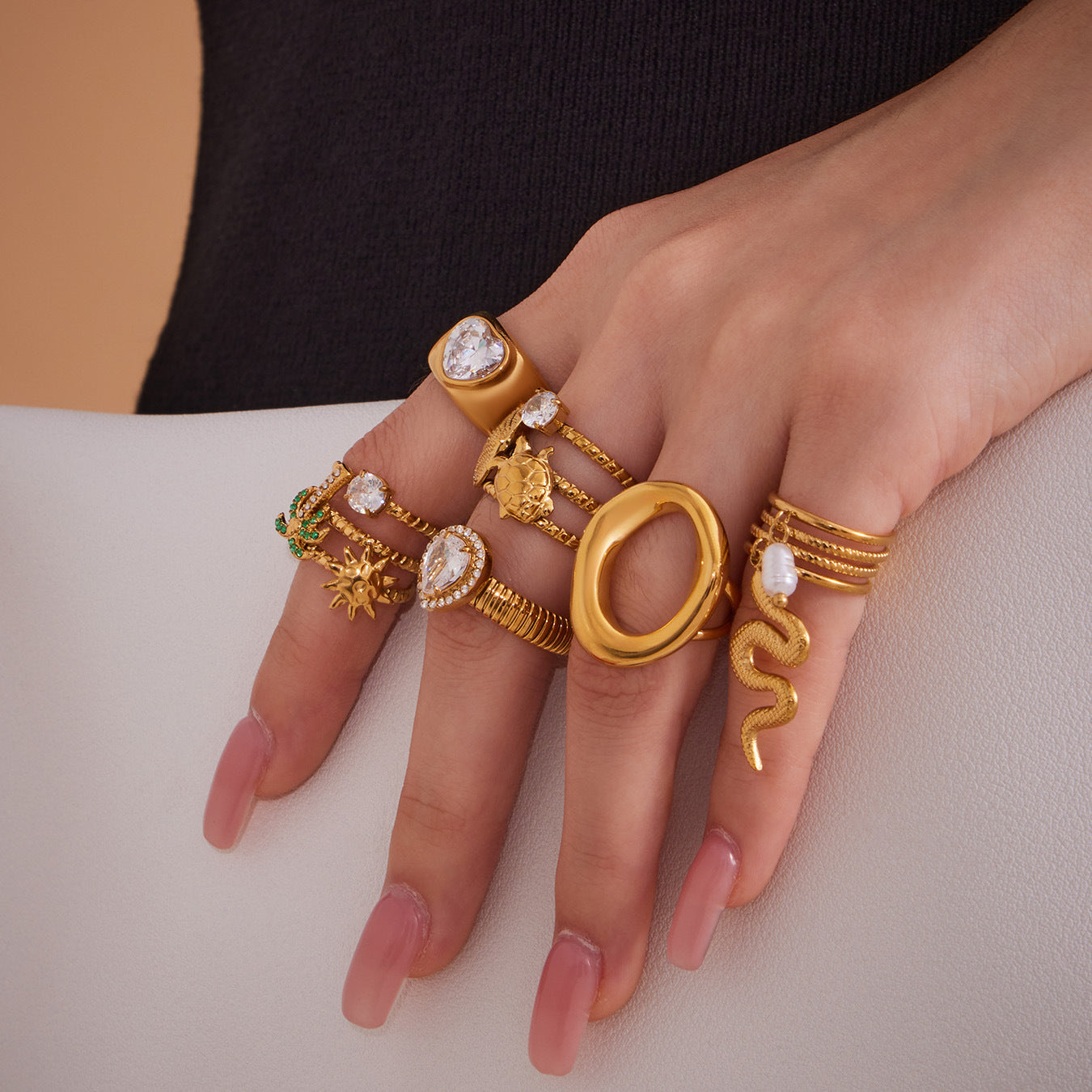 High quality 5A Zircon Stainless Steel Rings