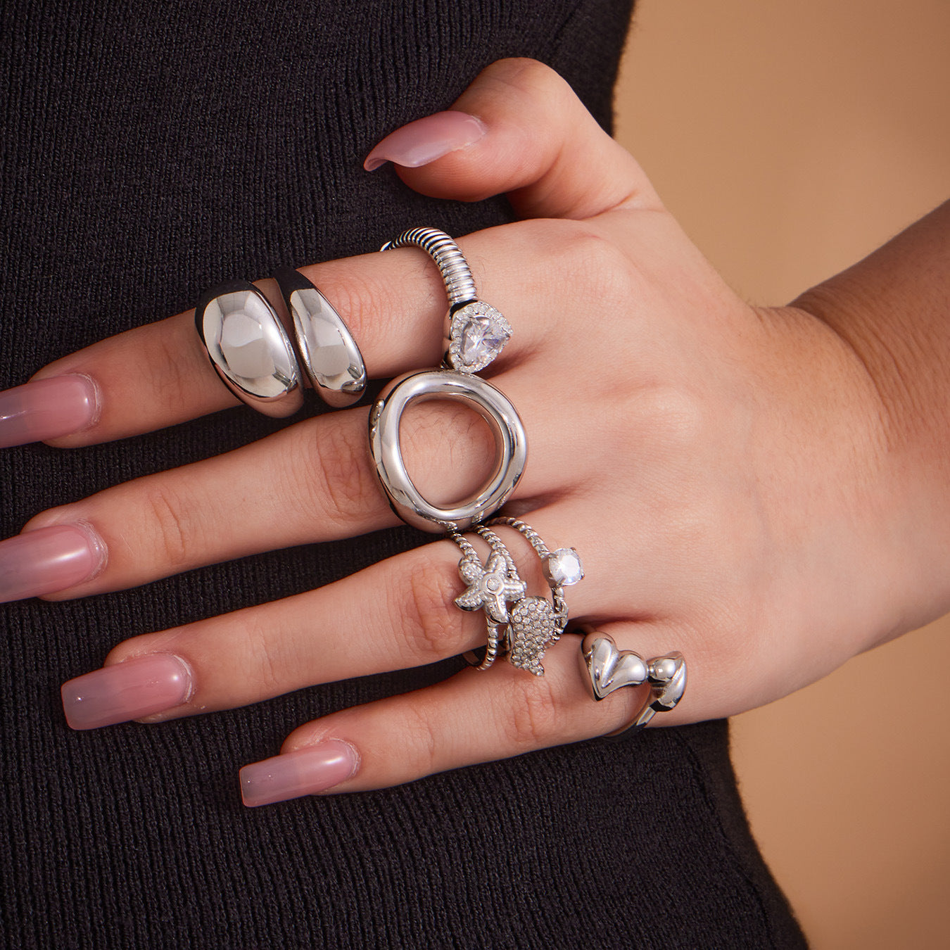 Popular Stainless Steel Polished Rings Adjustable