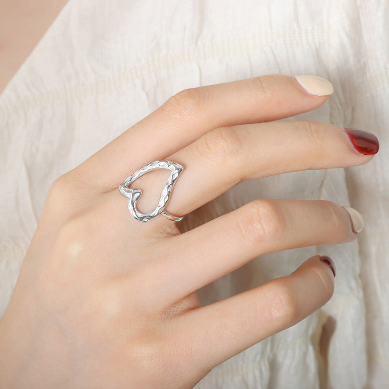 Irregular Heart-Shaped Niche Design Ring Stainless Steel