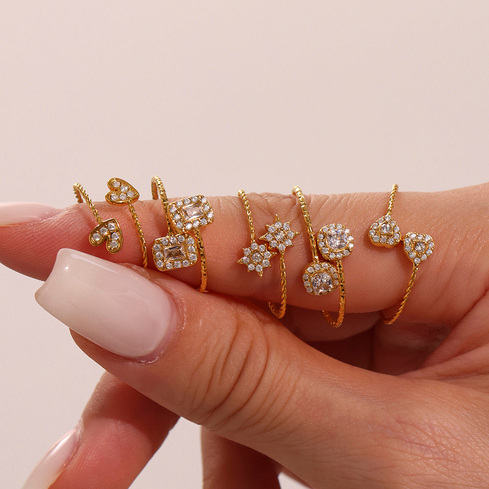 Heart Cubic Zirconia Stainless Steel Rings