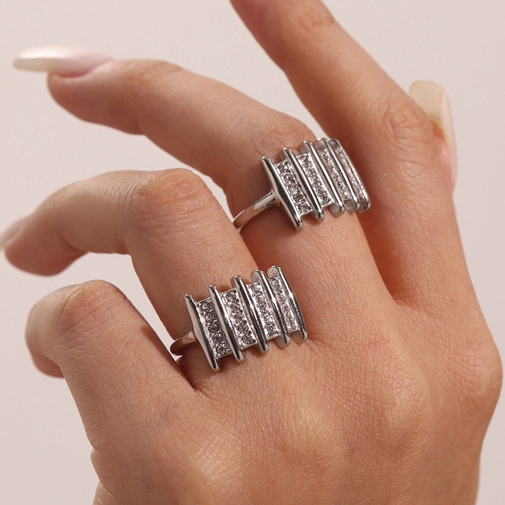 Zircon Ring Open Square Rings