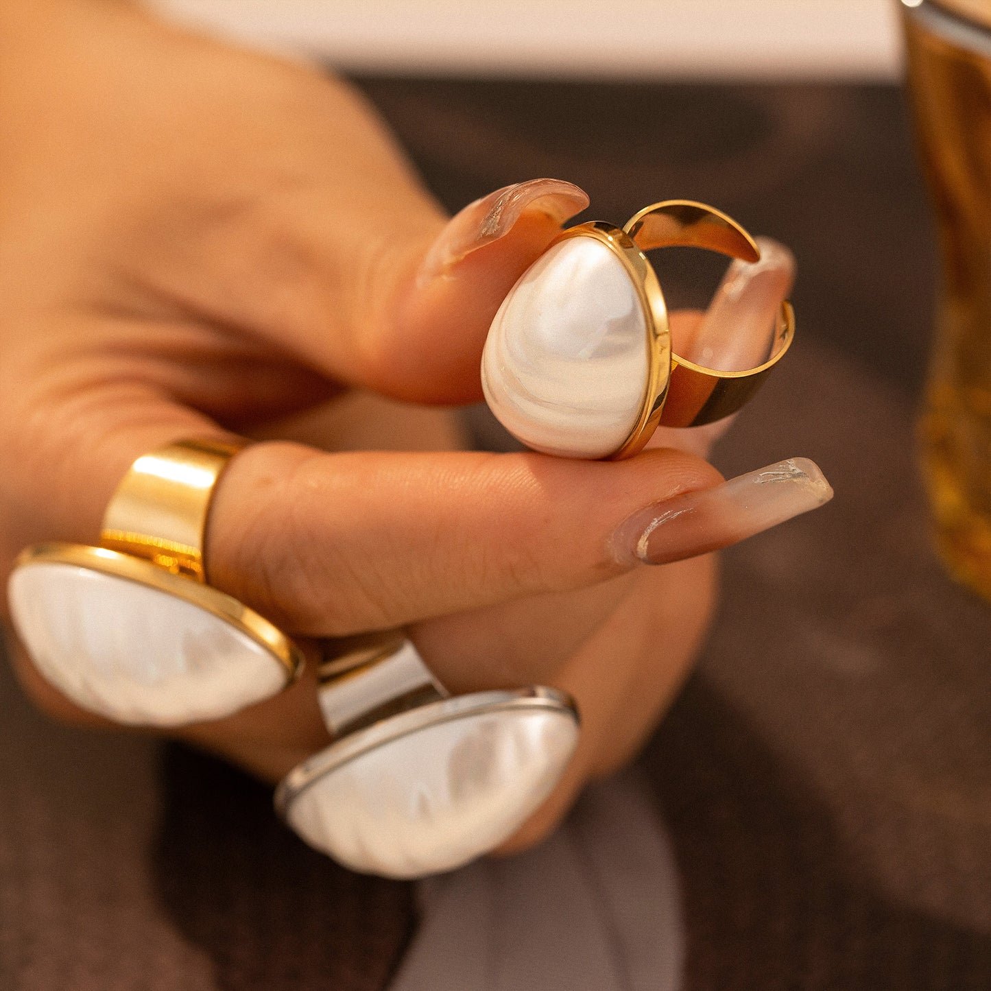 Oval Shell Stainless Steel Rings