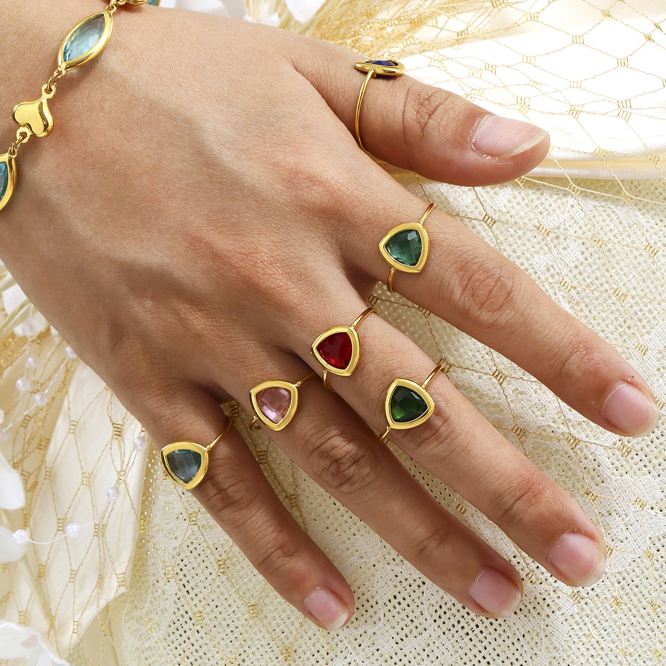Open Czech Glass Ring | Stainless Steel Handmade Crystal Ring
