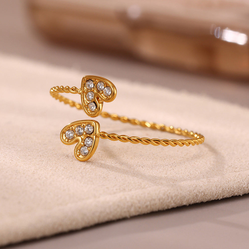 Heart Cubic Zirconia Stainless Steel Rings
