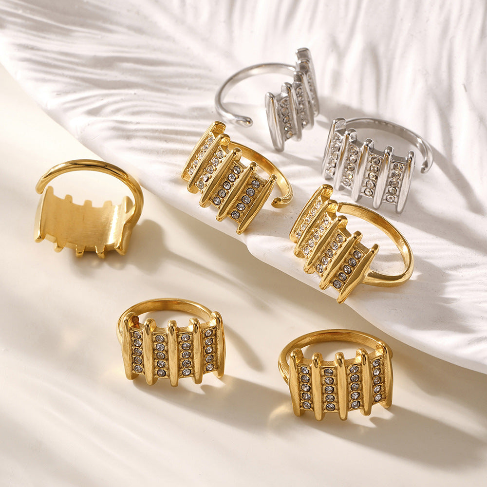 Zircon Ring Open Square Rings