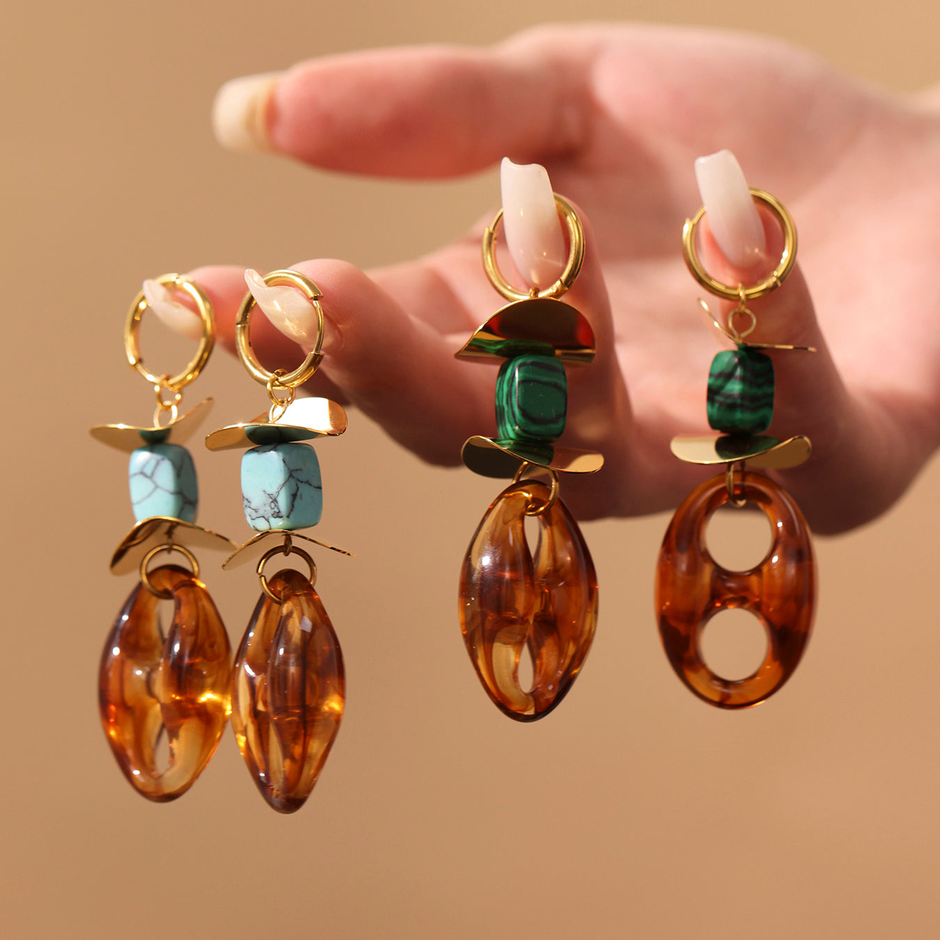 Resin Pig Nose Long Earrings