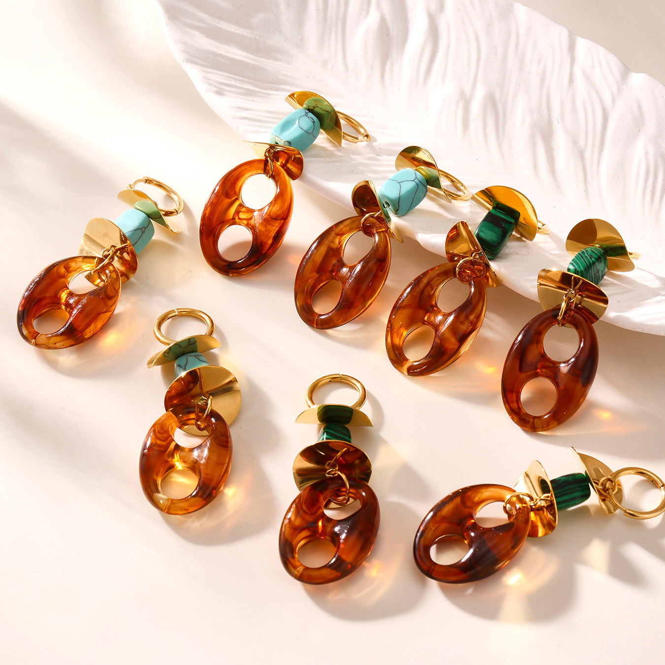 Resin Pig Nose Long Earrings