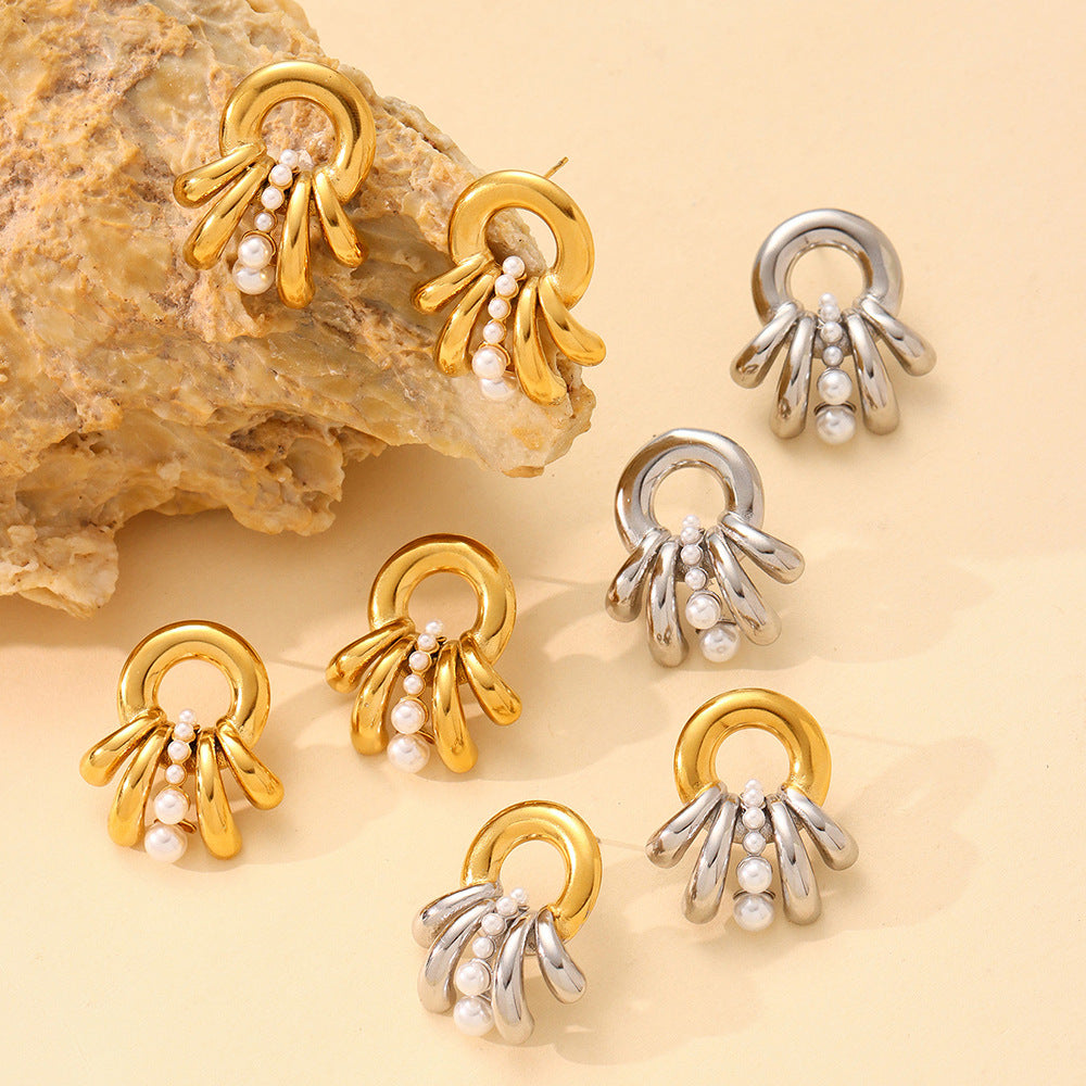 French Pearl Multi-layer Earrings
