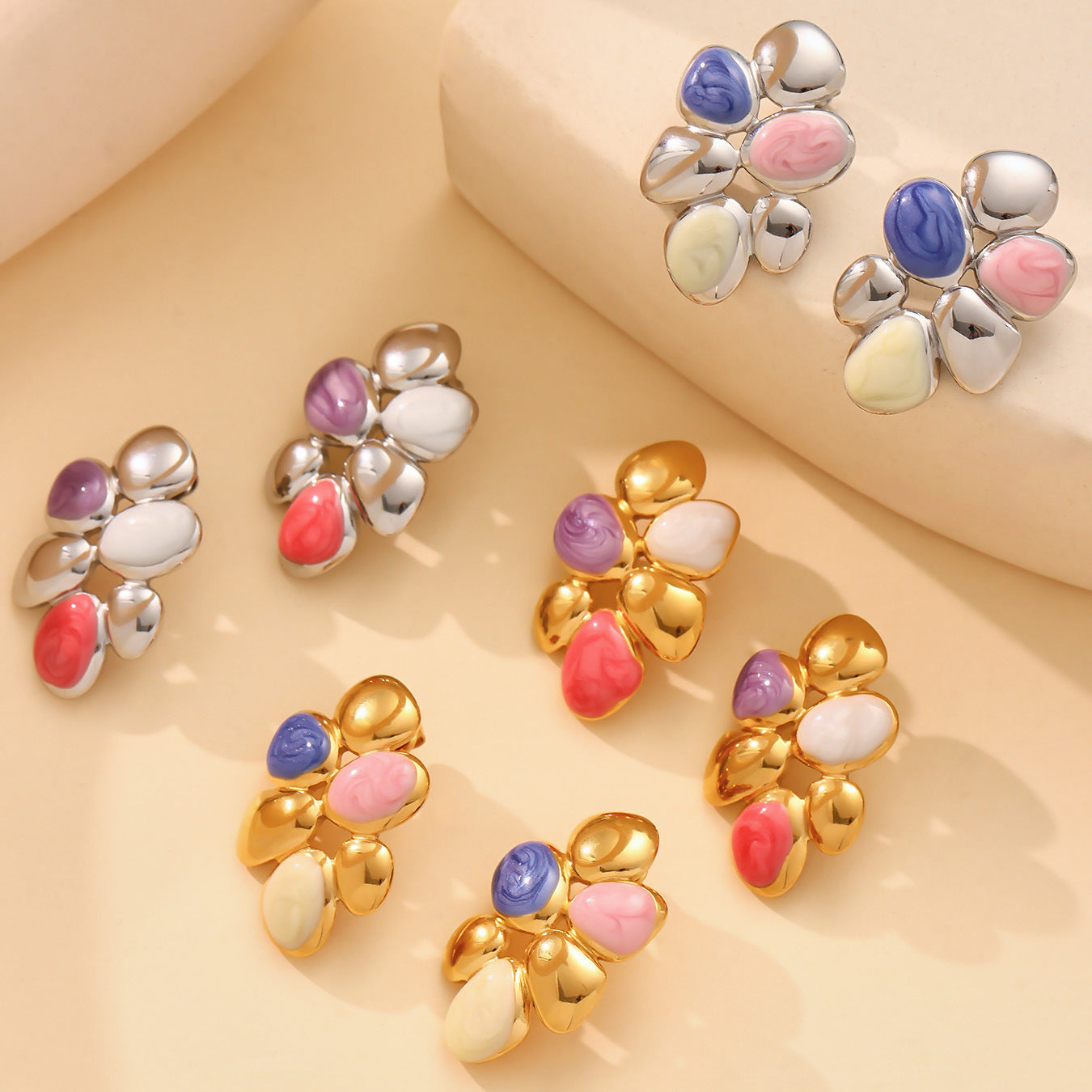 Irregular 0il Drip Stainless Steel Stud Earrings