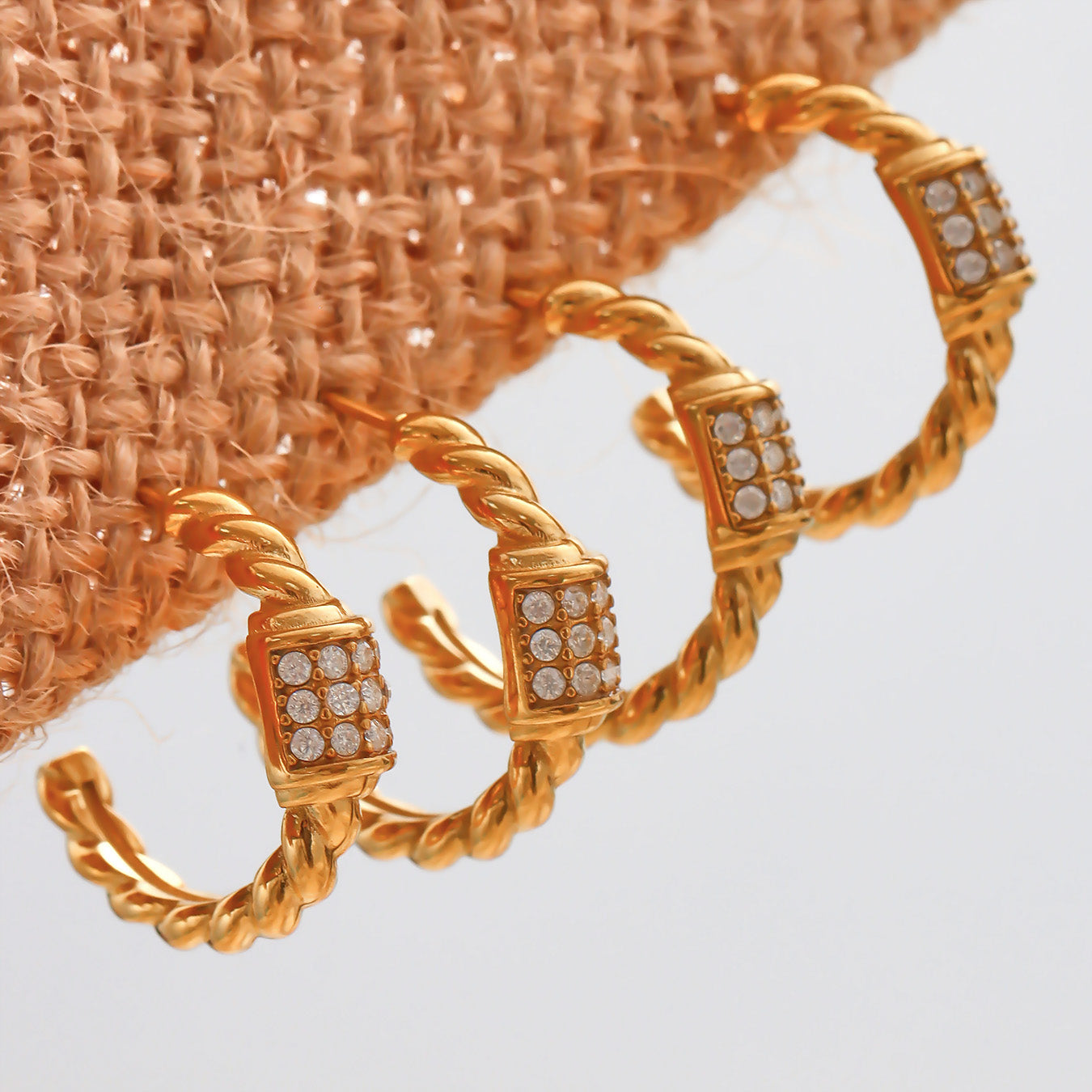 C-shaped Fried Dough Twists Zircon Earrings