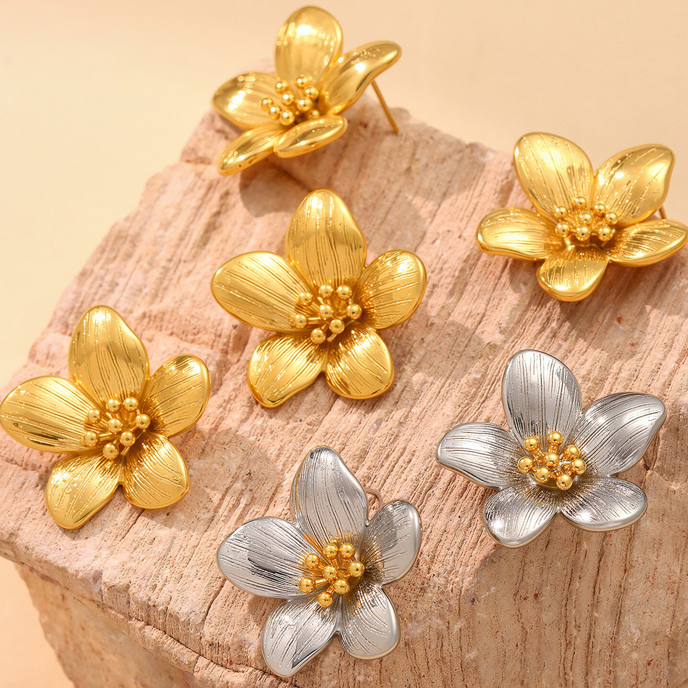 Gold Flower Earrings