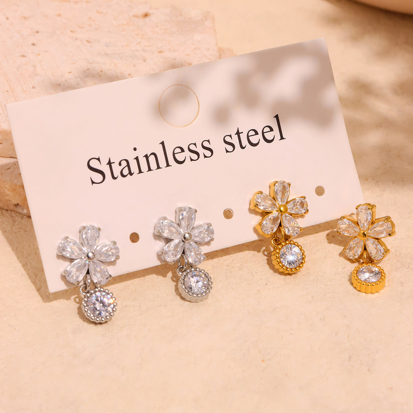 Zircon Flower Earrings For Women