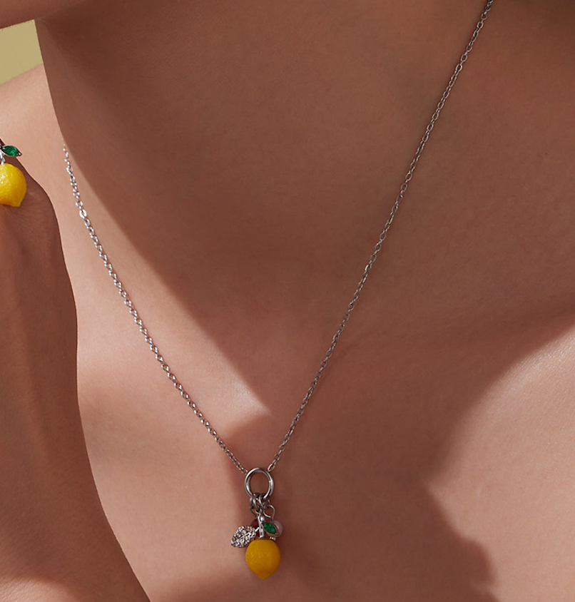 Amalfi Bloom Stainless Steel Zircon Imitation Pearl Resin Necklace Collection