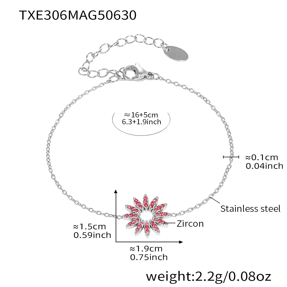 Silver zircon tennis bracelet with star charm design and product specs