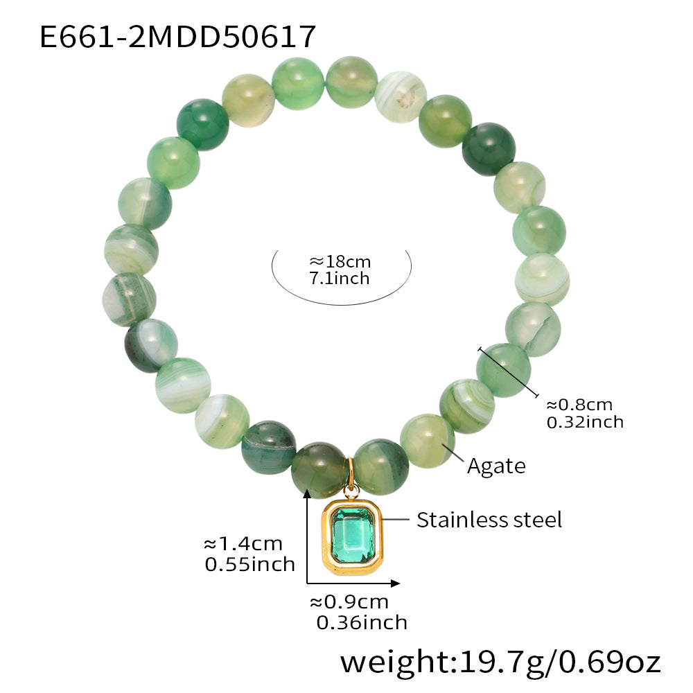 18cm green agate bracelet with sizing measurement diagram