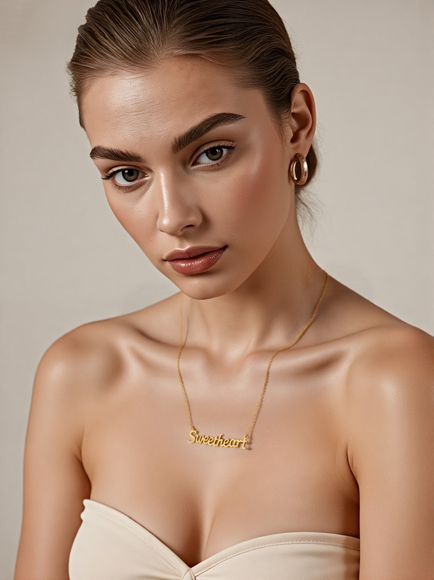 Stainless Steel Gold-plated Letter Pendant Necklace