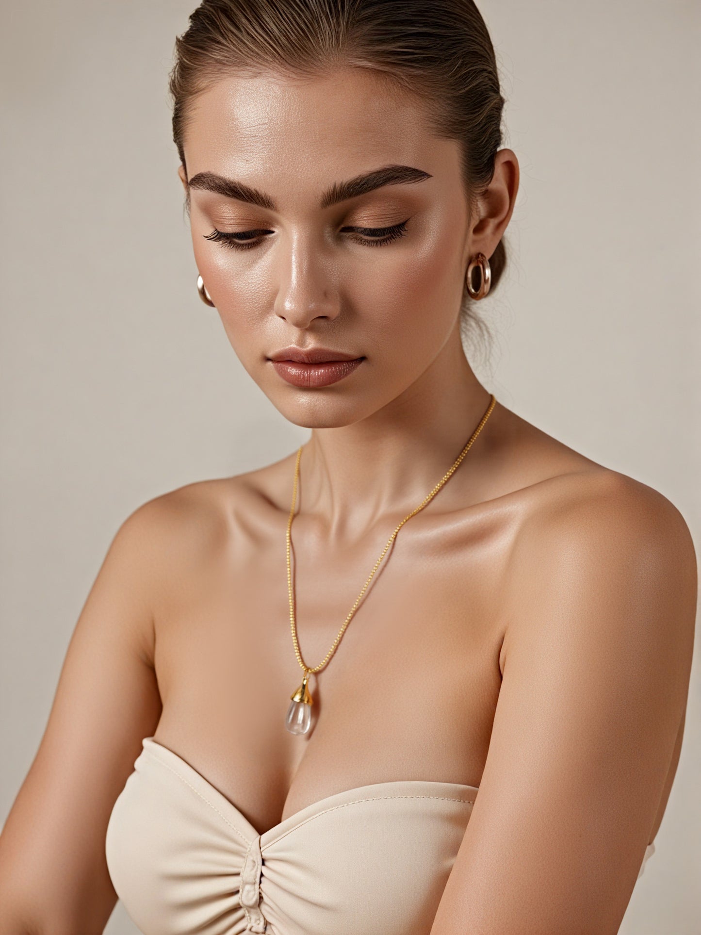 Stainless Steel Resin Water Drop Pendant Necklace