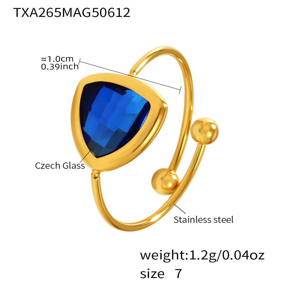 Open Czech Glass Ring | Stainless Steel Handmade Crystal Ring
