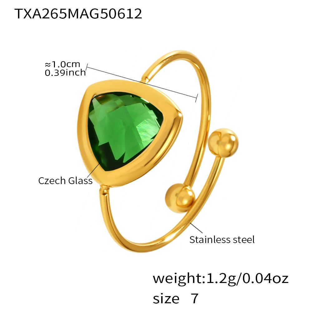 Open Czech Glass Ring | Stainless Steel Handmade Crystal Ring
