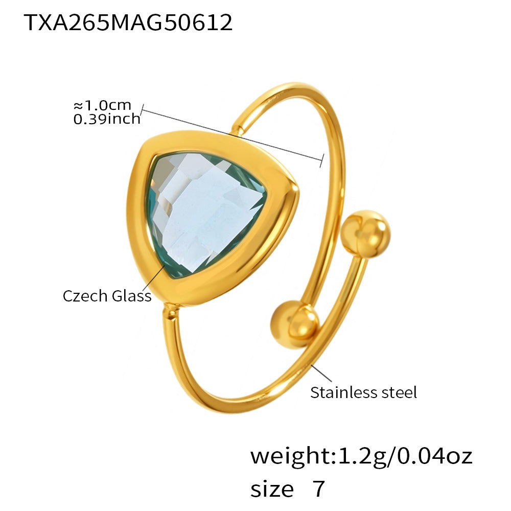 Open Czech Glass Ring | Stainless Steel Handmade Crystal Ring