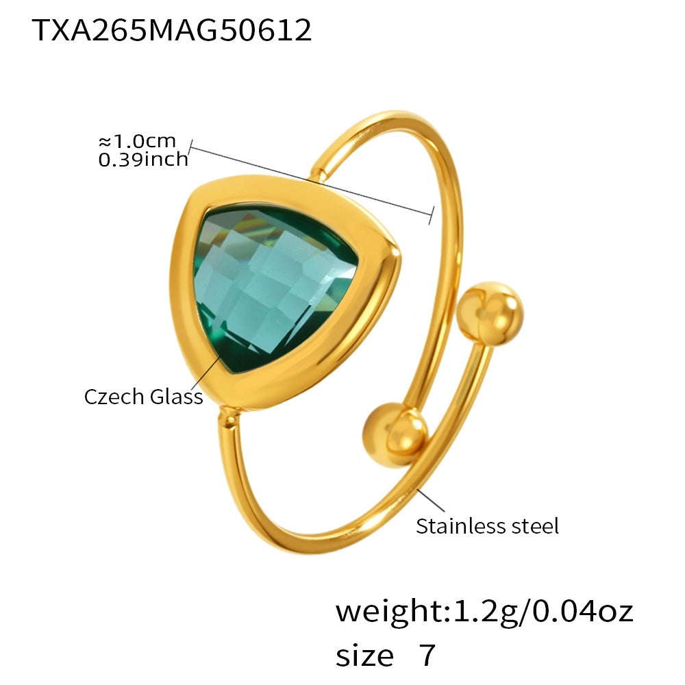 Open Czech Glass Ring | Stainless Steel Handmade Crystal Ring