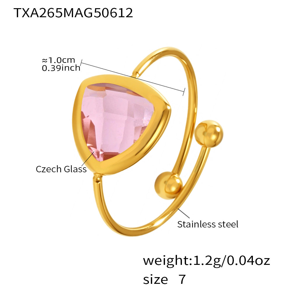 Open Czech Glass Ring | Stainless Steel Handmade Crystal Ring