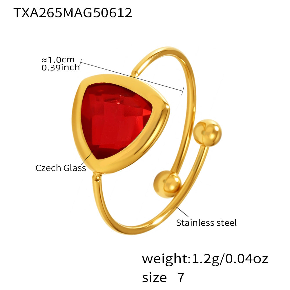 Open Czech Glass Ring | Stainless Steel Handmade Crystal Ring