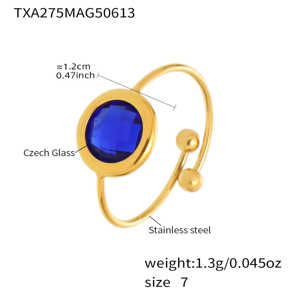 Round Bead Sea Glass Ring | Stainless Steel Ocean-Inspired Jewelry