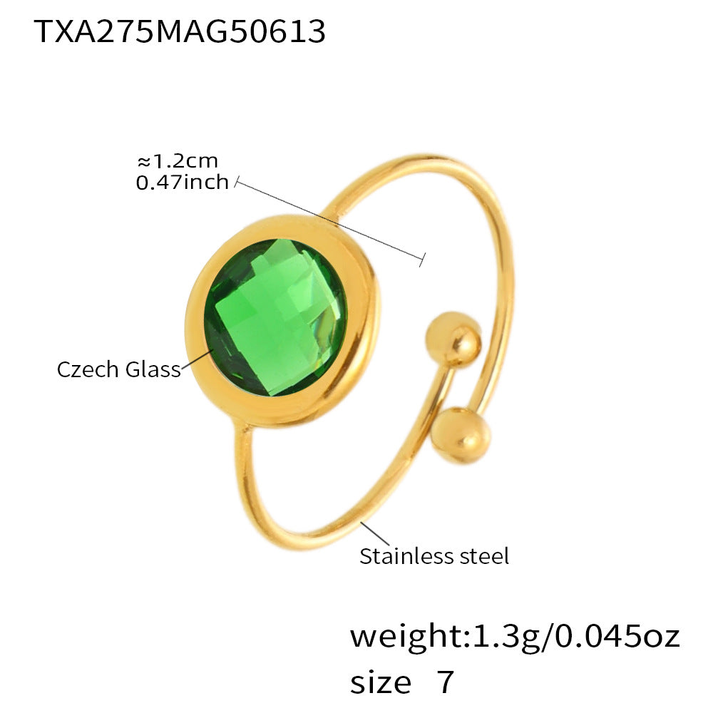 Round Bead Sea Glass Ring | Stainless Steel Ocean-Inspired Jewelry