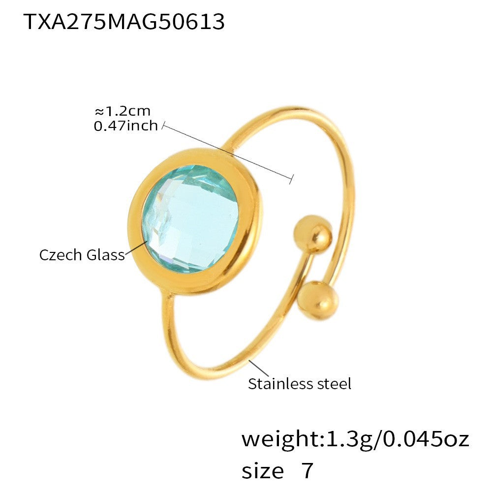 Round Bead Sea Glass Ring | Stainless Steel Ocean-Inspired Jewelry