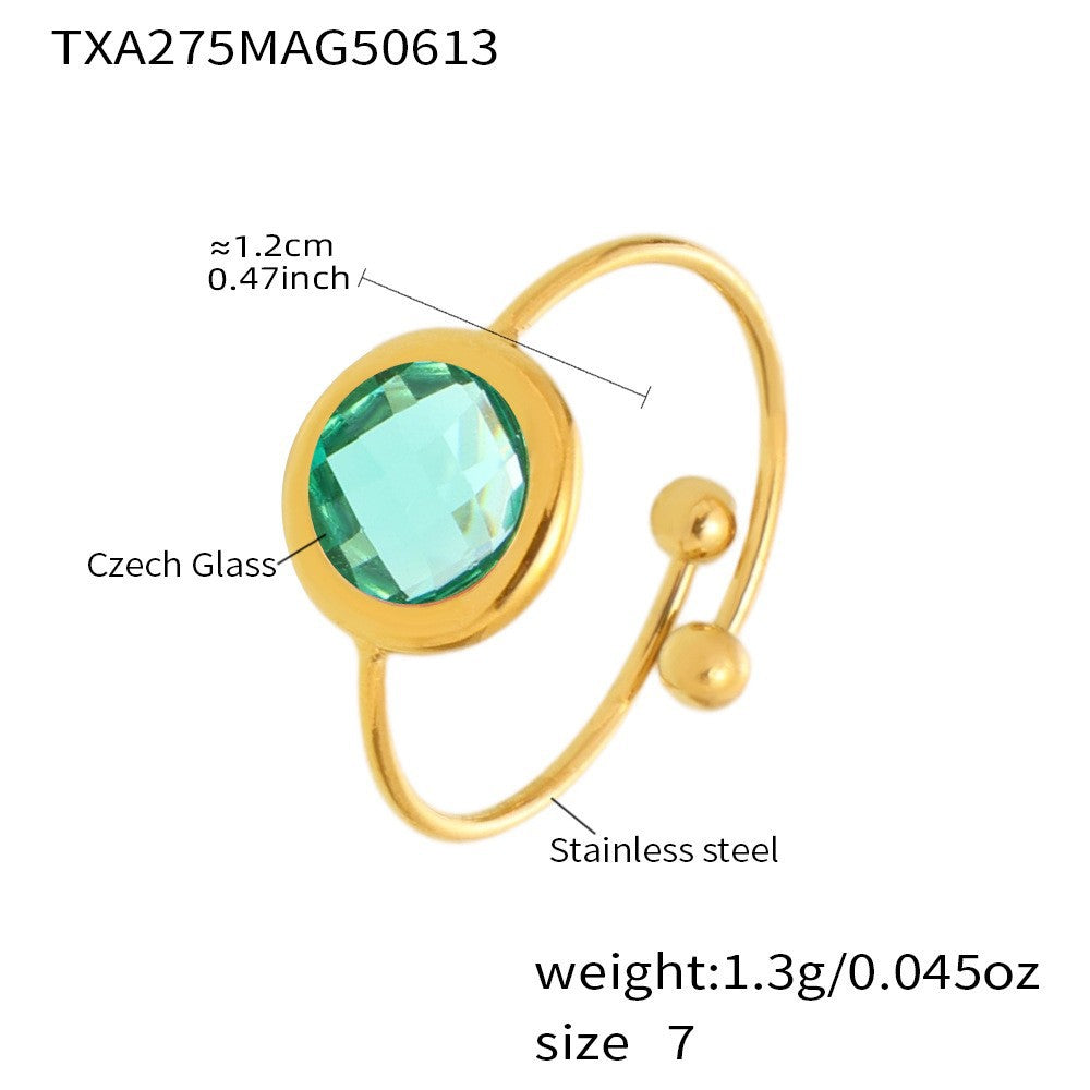 Round Bead Sea Glass Ring | Stainless Steel Ocean-Inspired Jewelry